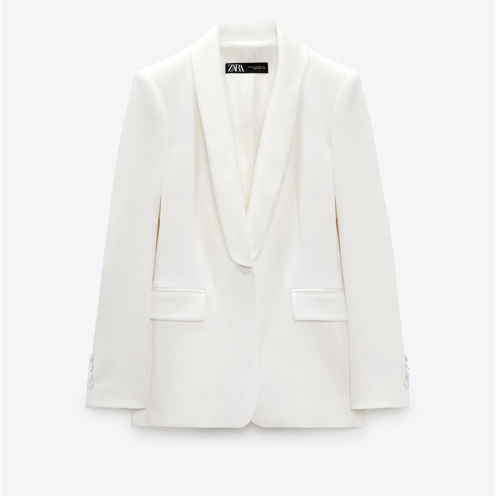 Zara Satin Lapel Collar Tuxedo Blazer